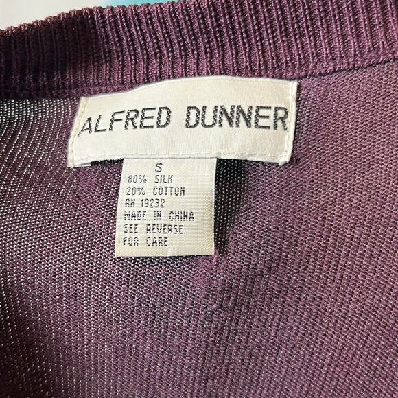 Vintage 90s Alfred Dunner Silk Blend Cardigan Women's Purple and Burgundy Small - Picture 6 of 6